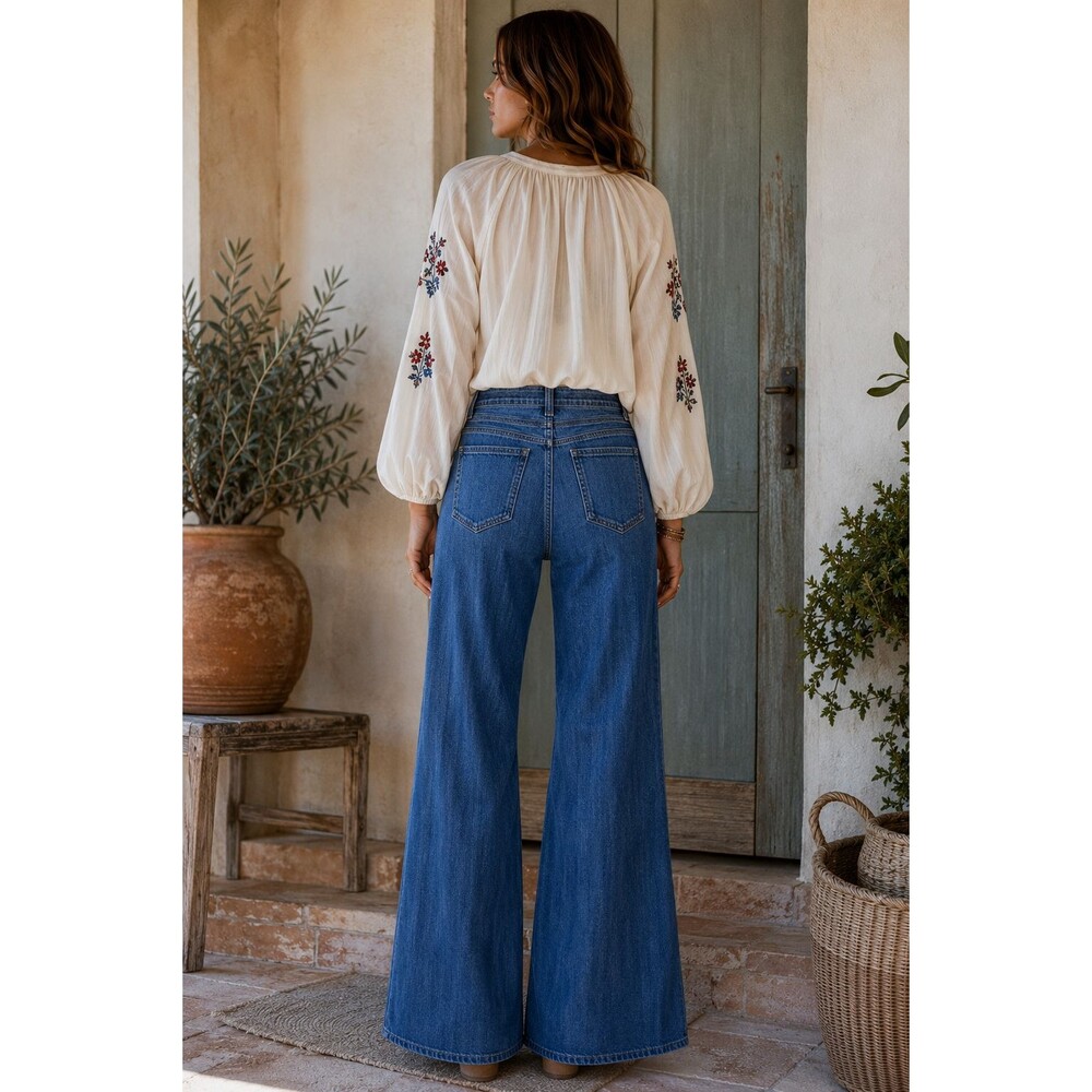 Anthropologie Pilcro High-Rise Wide-Leg Soft Trouser Jeans Size 27 Boho Festival